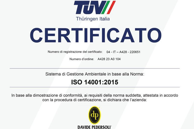 Environmental Certification ISO 14001 obtained